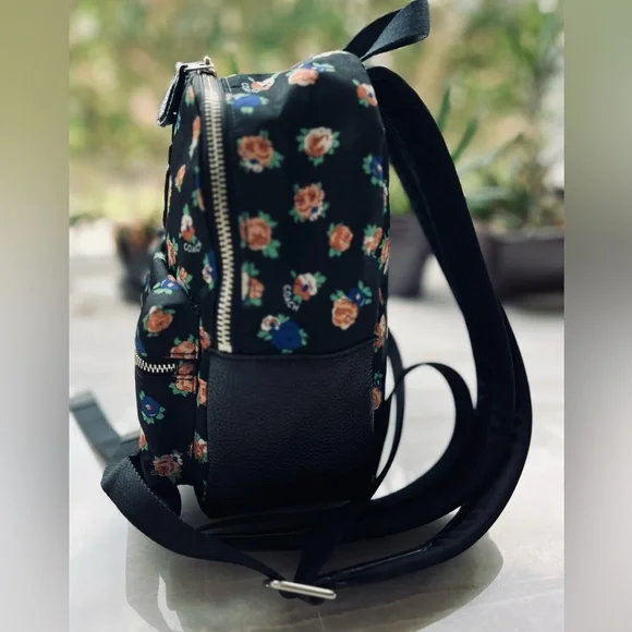 COACH Mini Charlie Nylon Backpack In Tea Rose Floral Print - Picture 2 of 8